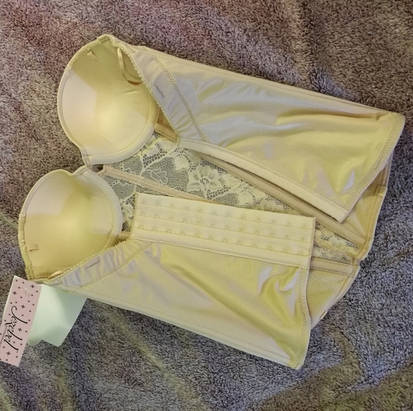 NWT 32B Beige Lace Padded Wedding Bustier - Picture 6 of 8